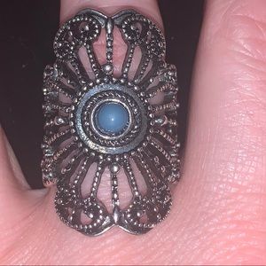 Blue Ring statement w/ stretch backing for one size fit Buy 4 jewelry get 1 free